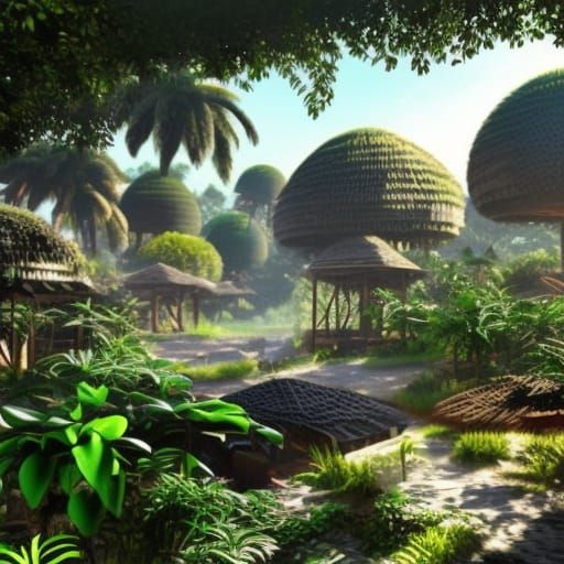 West African Solarpunk Eco-Village in Unreal Engine