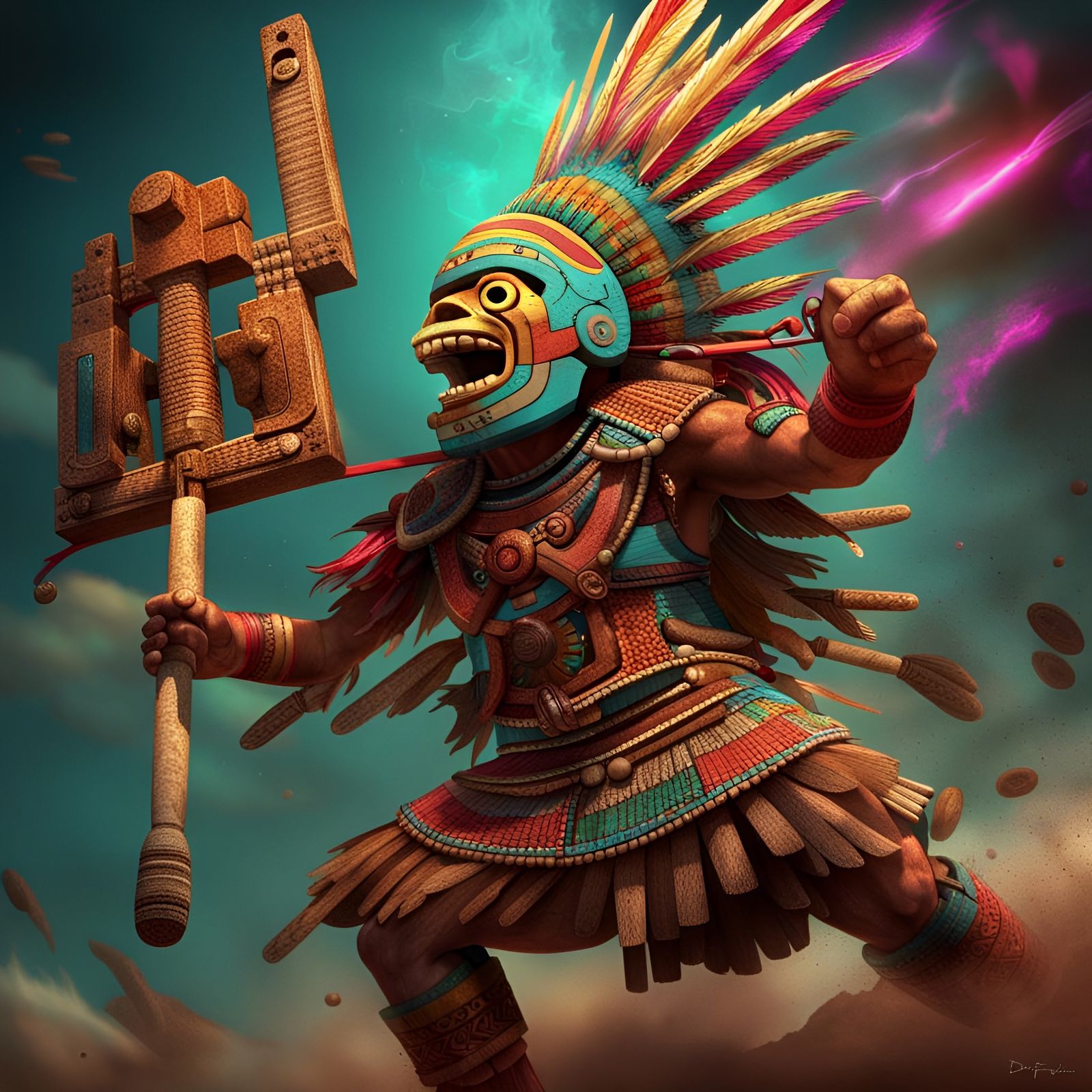 Huitzilopochtli in Radiant Rage, Conceptual Art