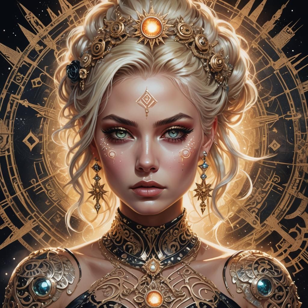 Sun-Kissed Goddess in Glittering Glamour Punk Attire