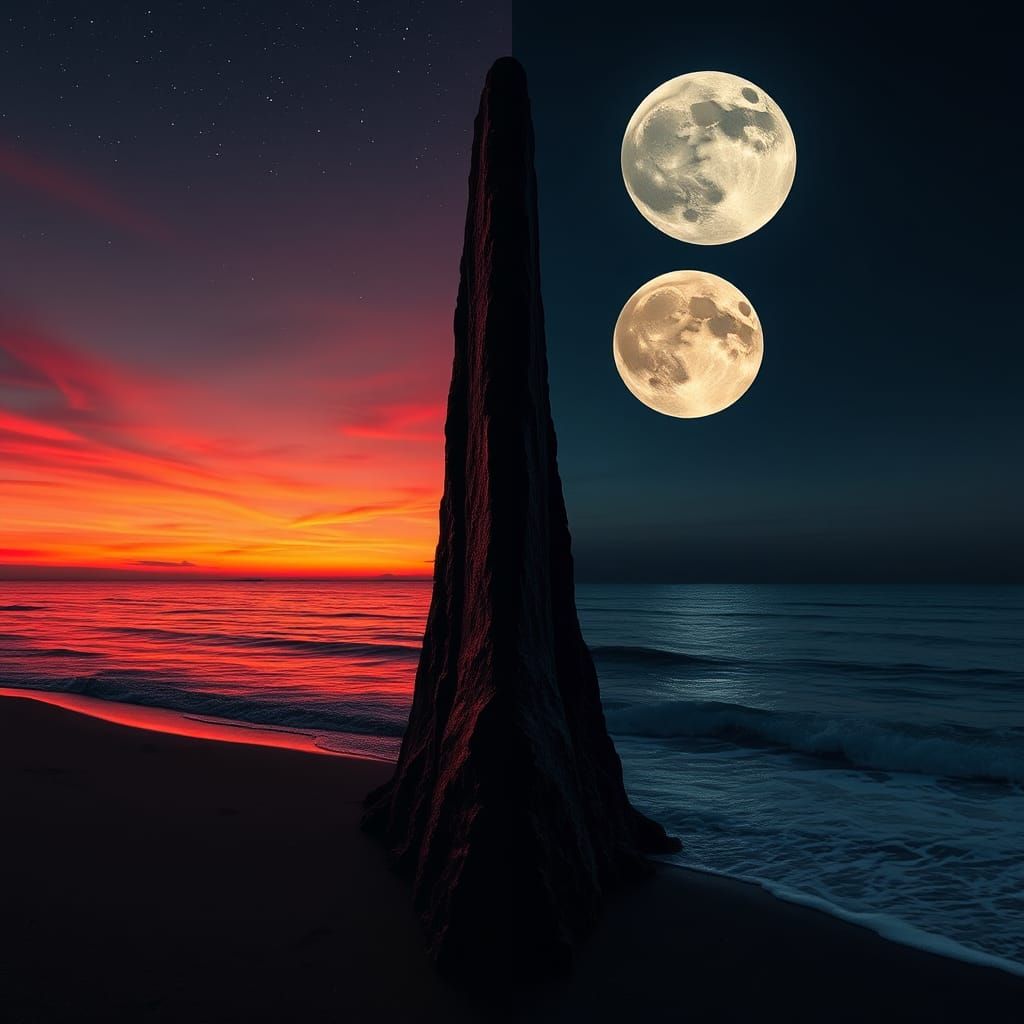 Metallic Hair Parting Reflecting Galaxy and Sunset