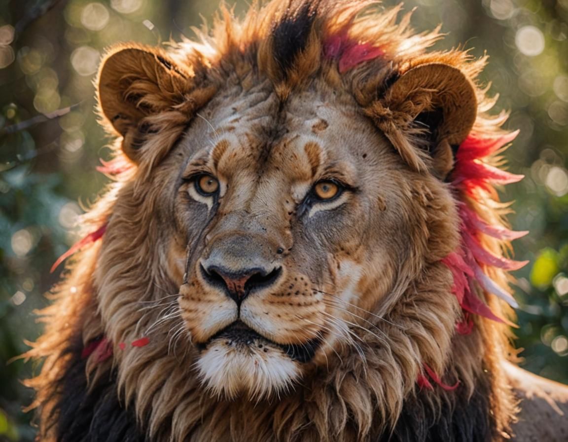 Lion with Heart Mark, Phoenix Wings, and Halo