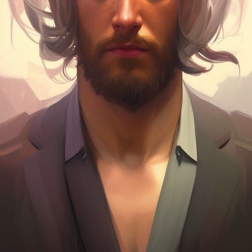 Detailed Portrait of a Man in Art Nouveau Style