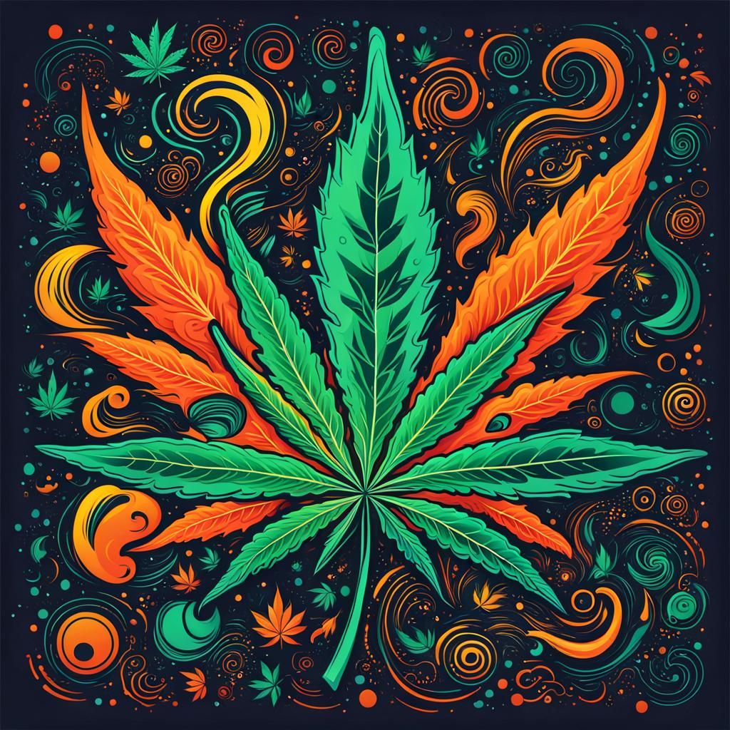 Cannabis Smoking Items Logo in Abstract Art