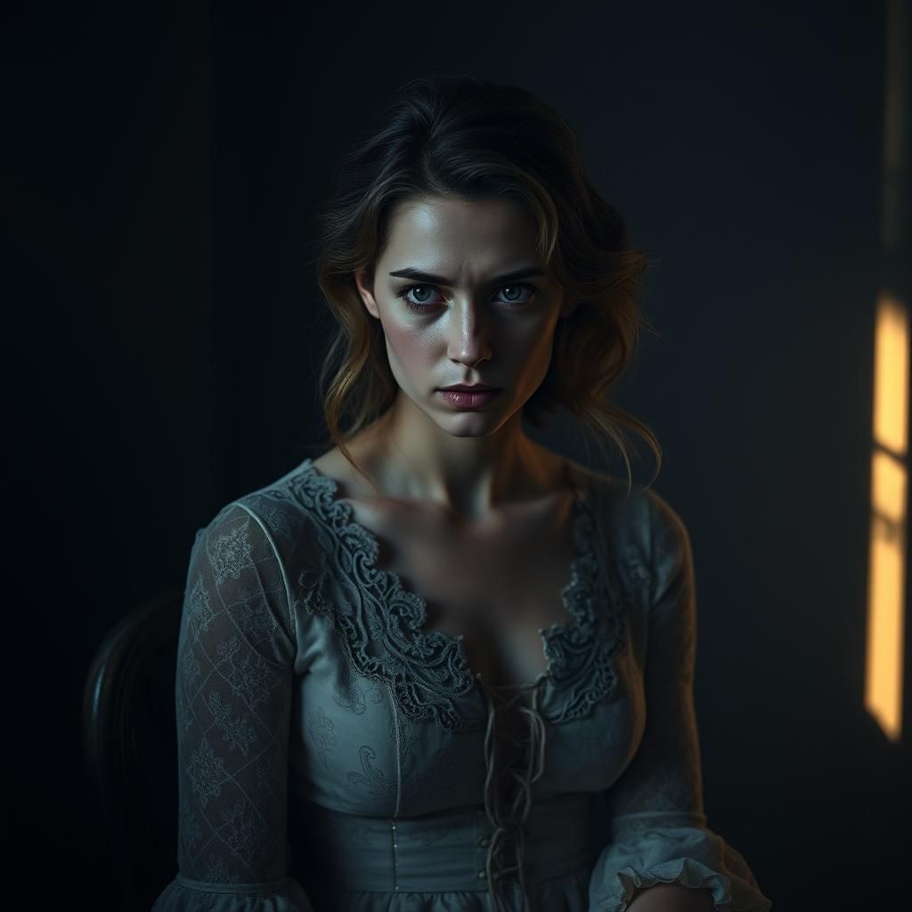 Hyperrealistic Woman in Atmospheric Lighting