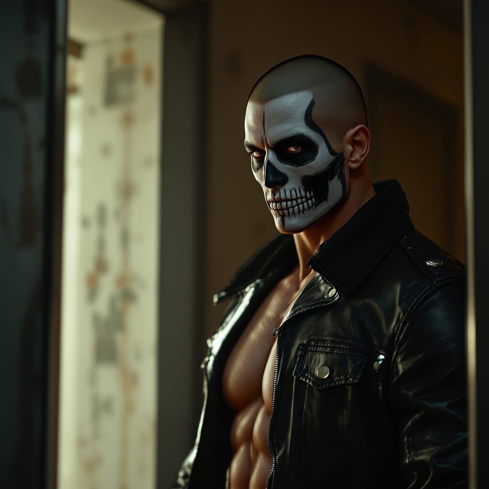 Chiseled Athlete Beckons From Doorway