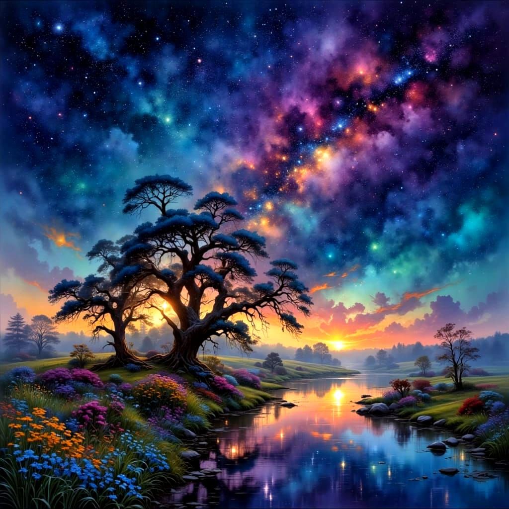 Star Gazing in Painting Style