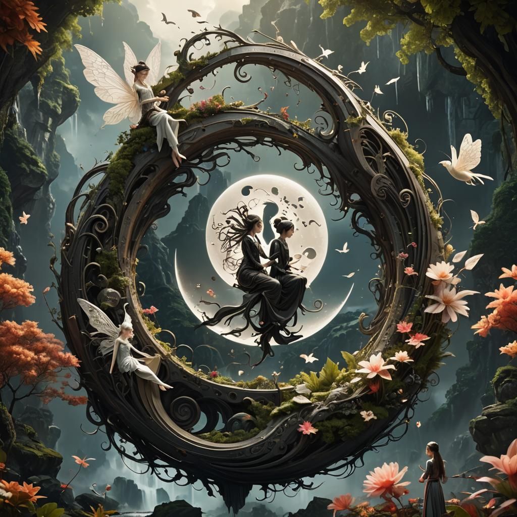 Yin Yang Fairies: Epic Digital Matte Painting
