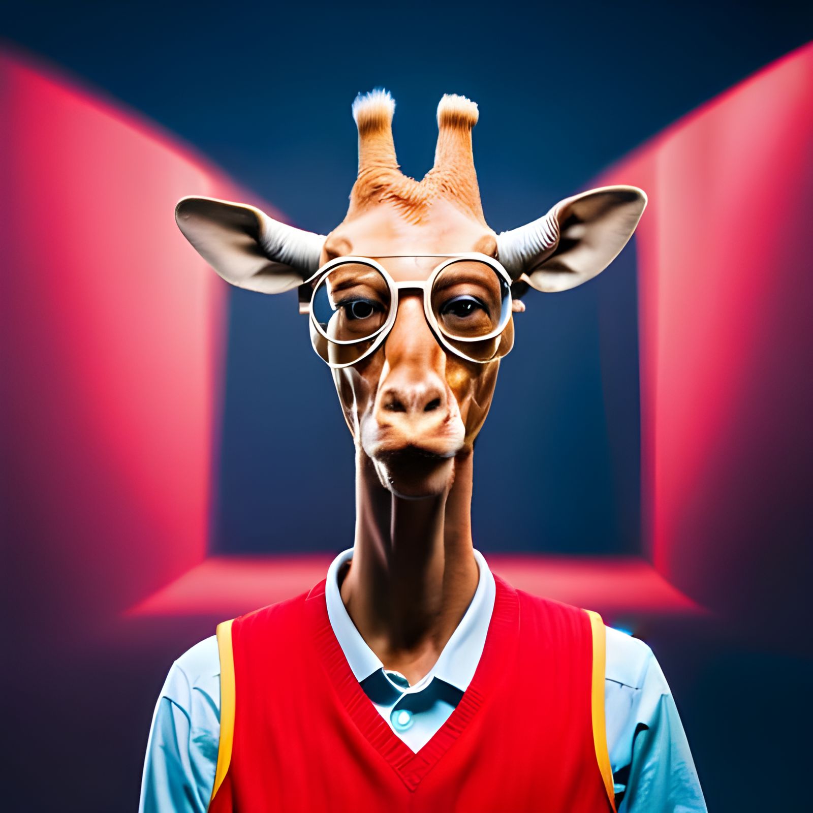 Anthropomorphic Giraffe in 80s Hip Hop Fashion