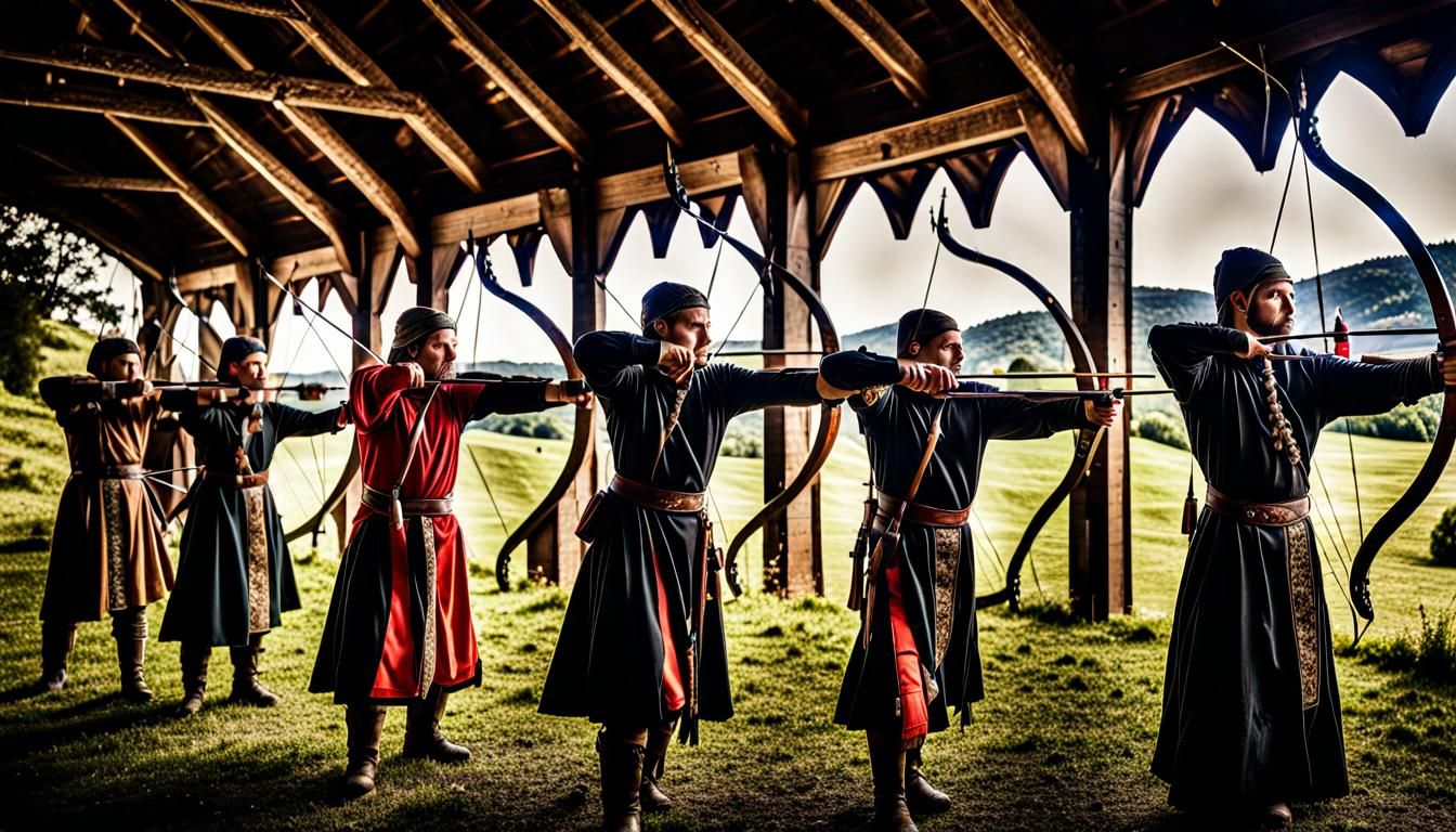 Medieval Archers Shooting Arrows in Hyperrealistic HDR