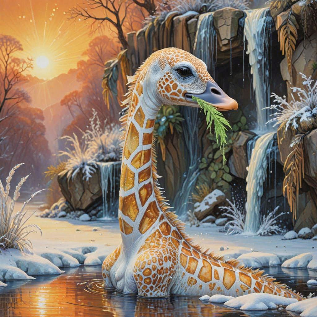 Frost White Lizard Giraffe Hybrid in Waterfall Valley