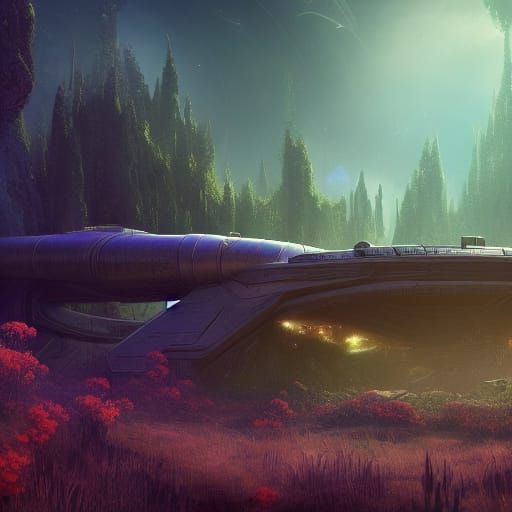 Overgrown Space Lab: Detailed Matte Painting