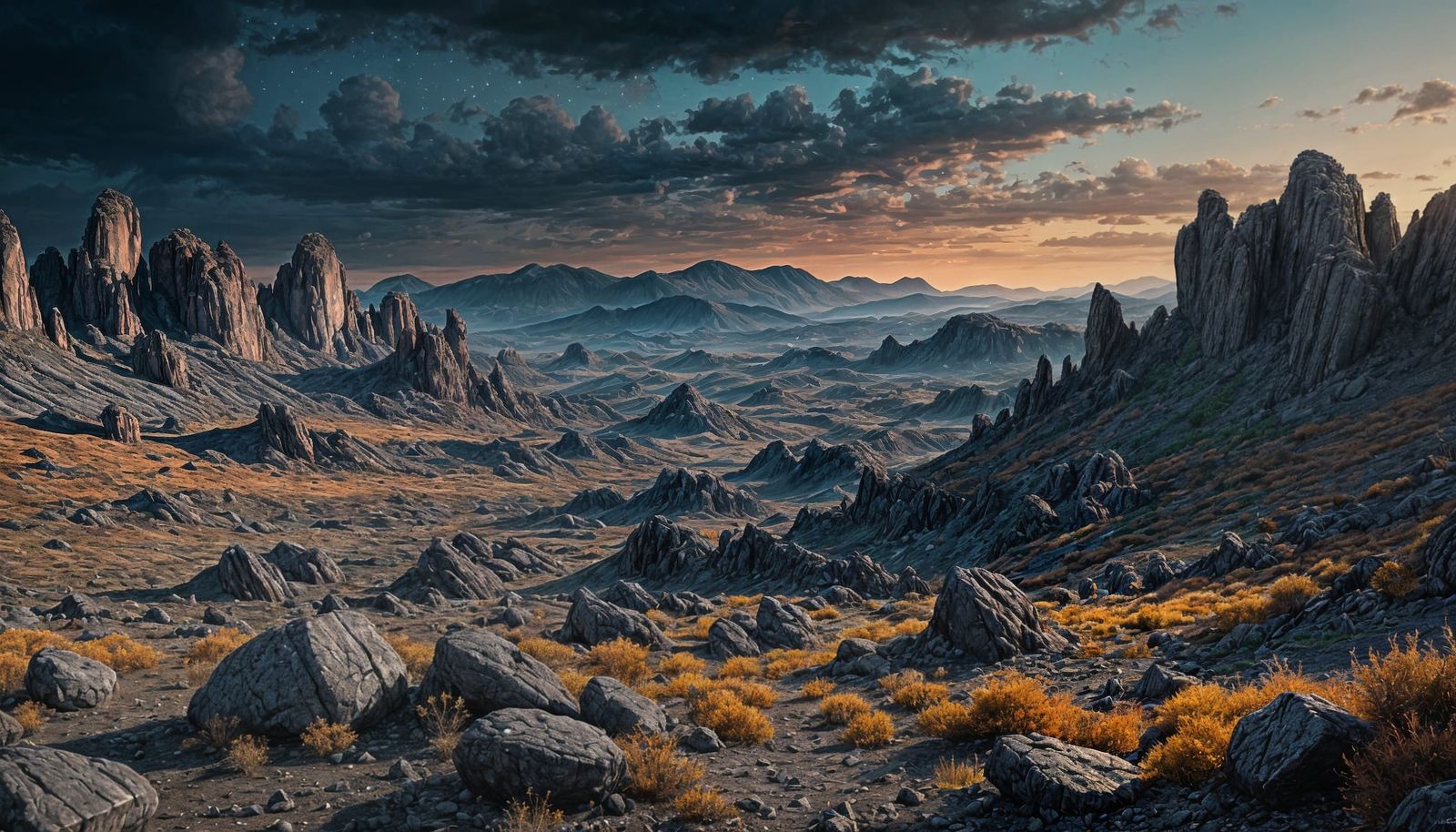Abstract Rocky Landscape in Hyperrealistic Style