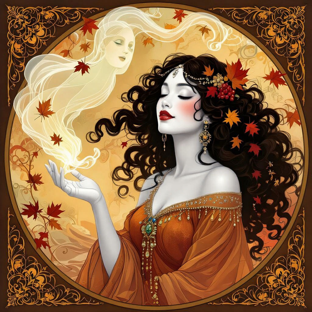 Spectral Spirit Adorns Goddess with Autumn Enchantments