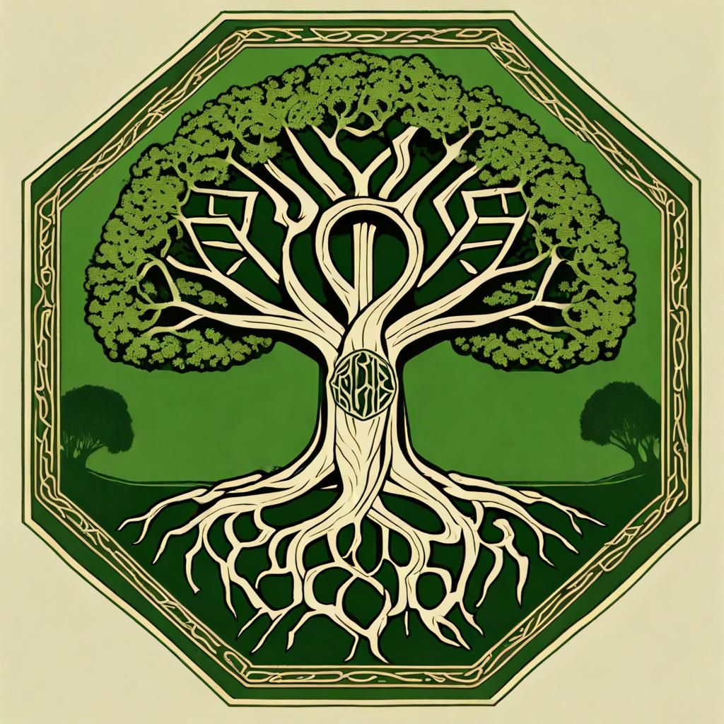 Bioregional Druid Symbol: Willow Roots and Crescent Moon