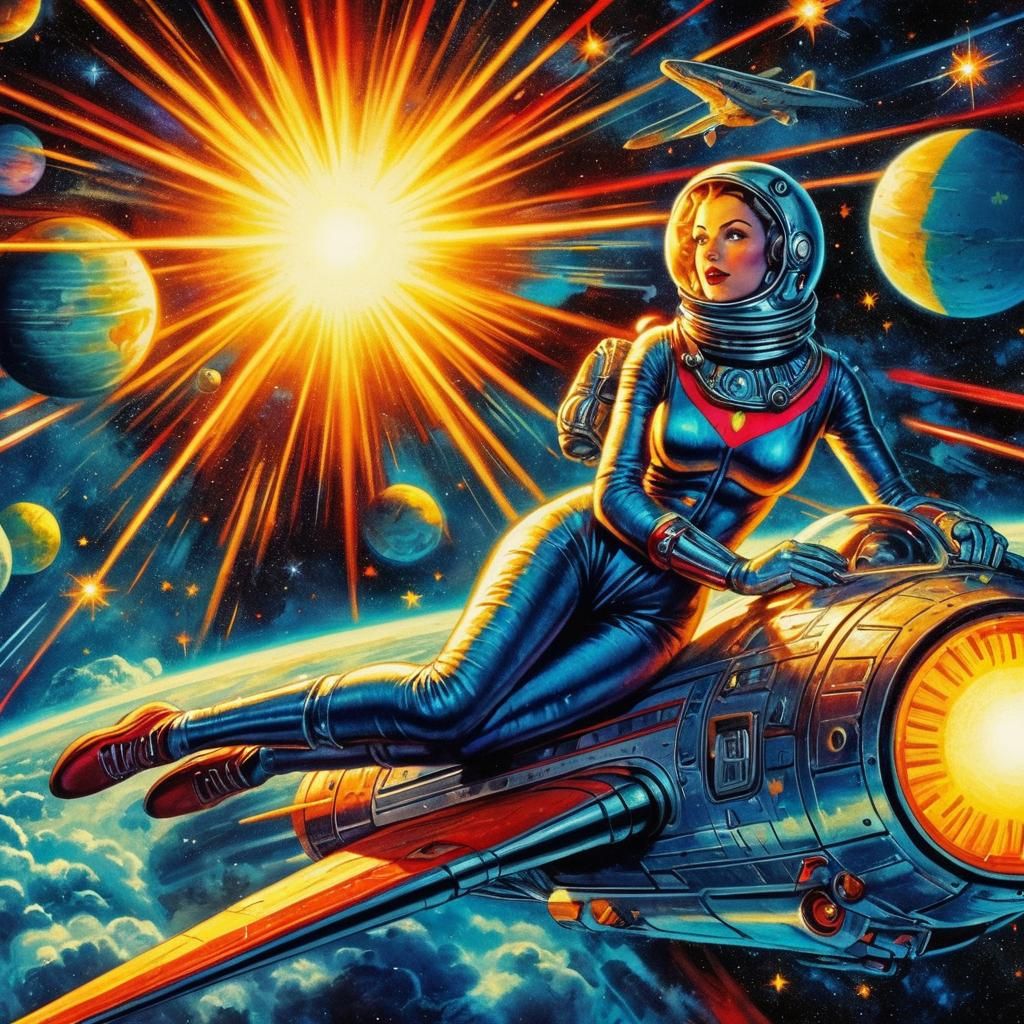 Retro Sci-Fi Pulp Cover: Astronaut in Space