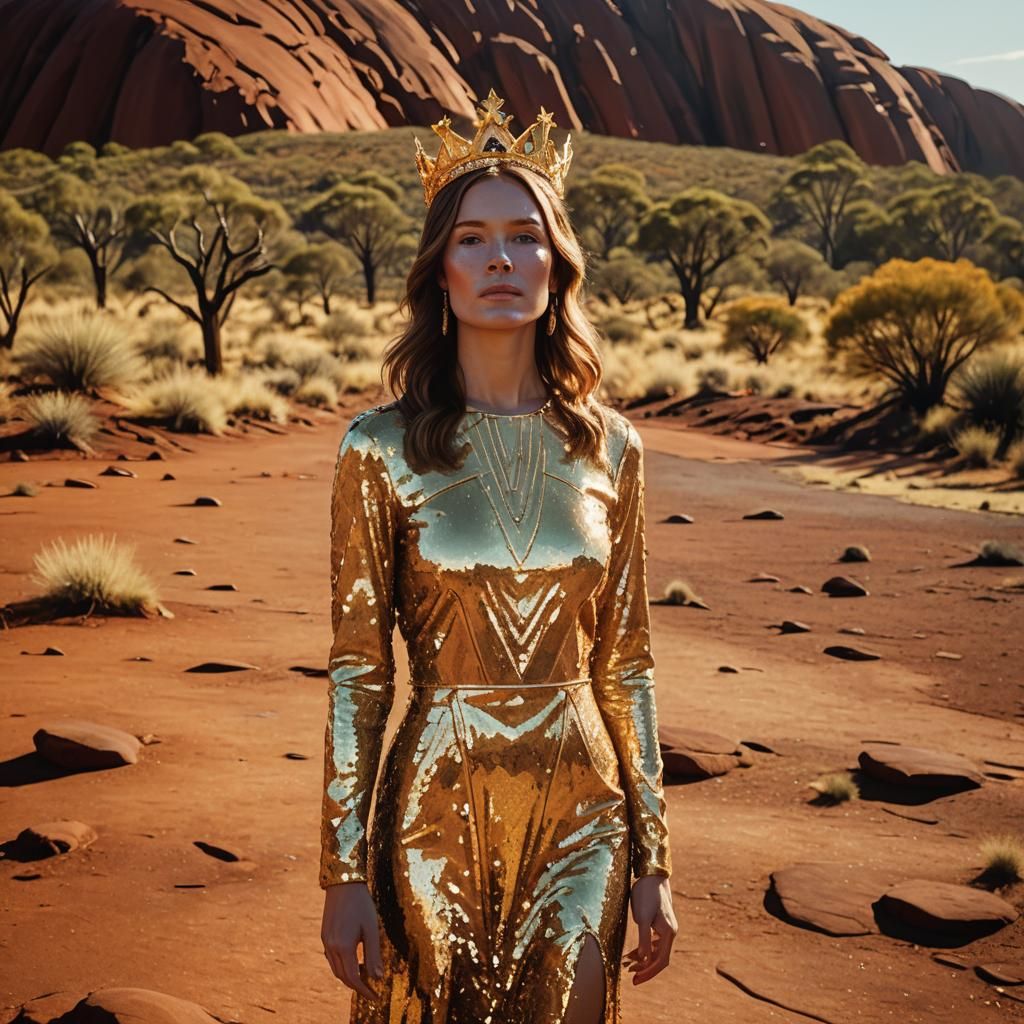 Woman with Gold Crown at Ayers Rock