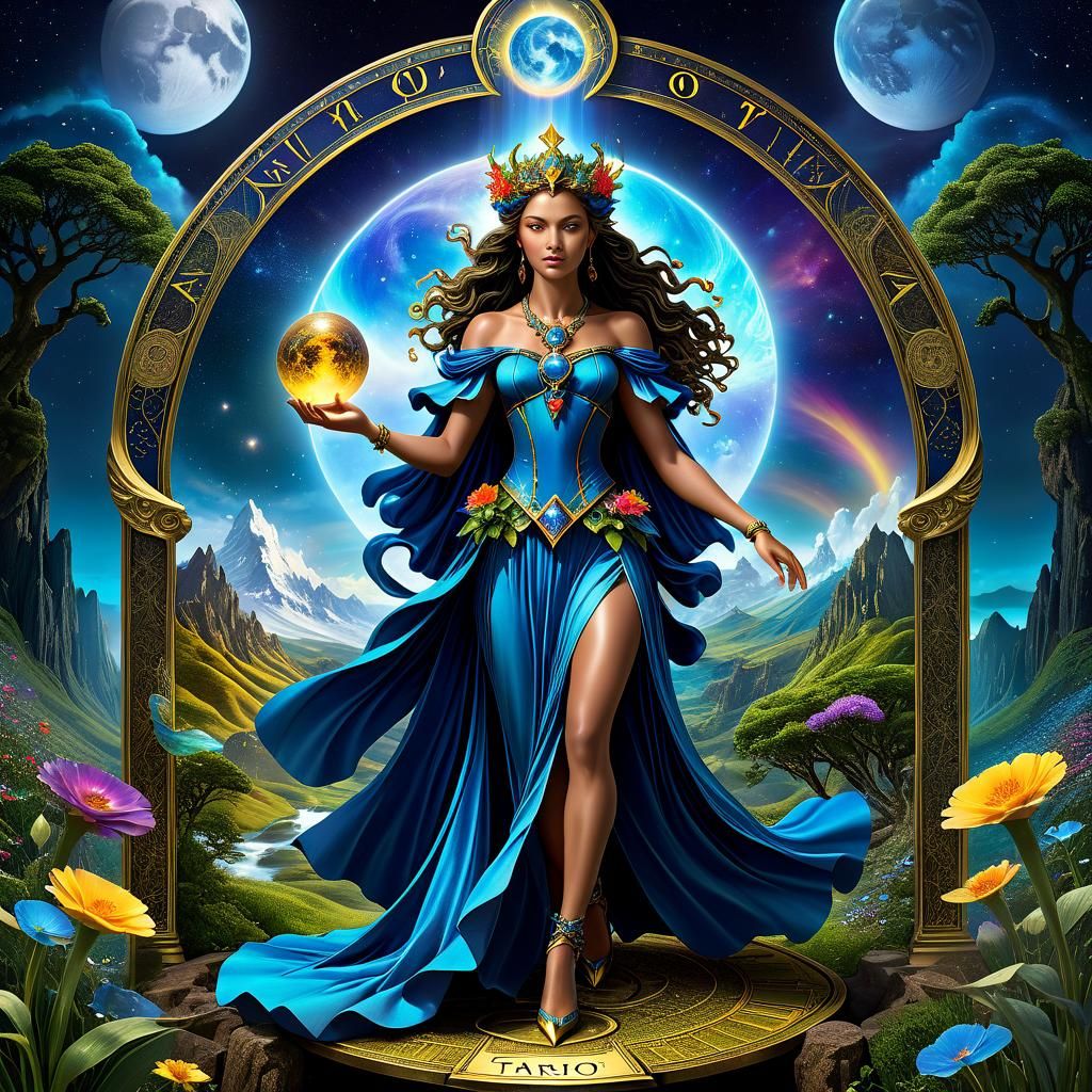 God Gaia Tarot Card in Hyperrealistic 3D