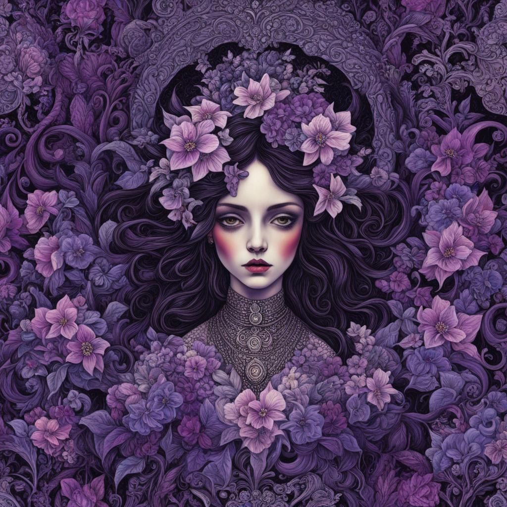 Emo Angel in Gothic Psychedelic Art Style