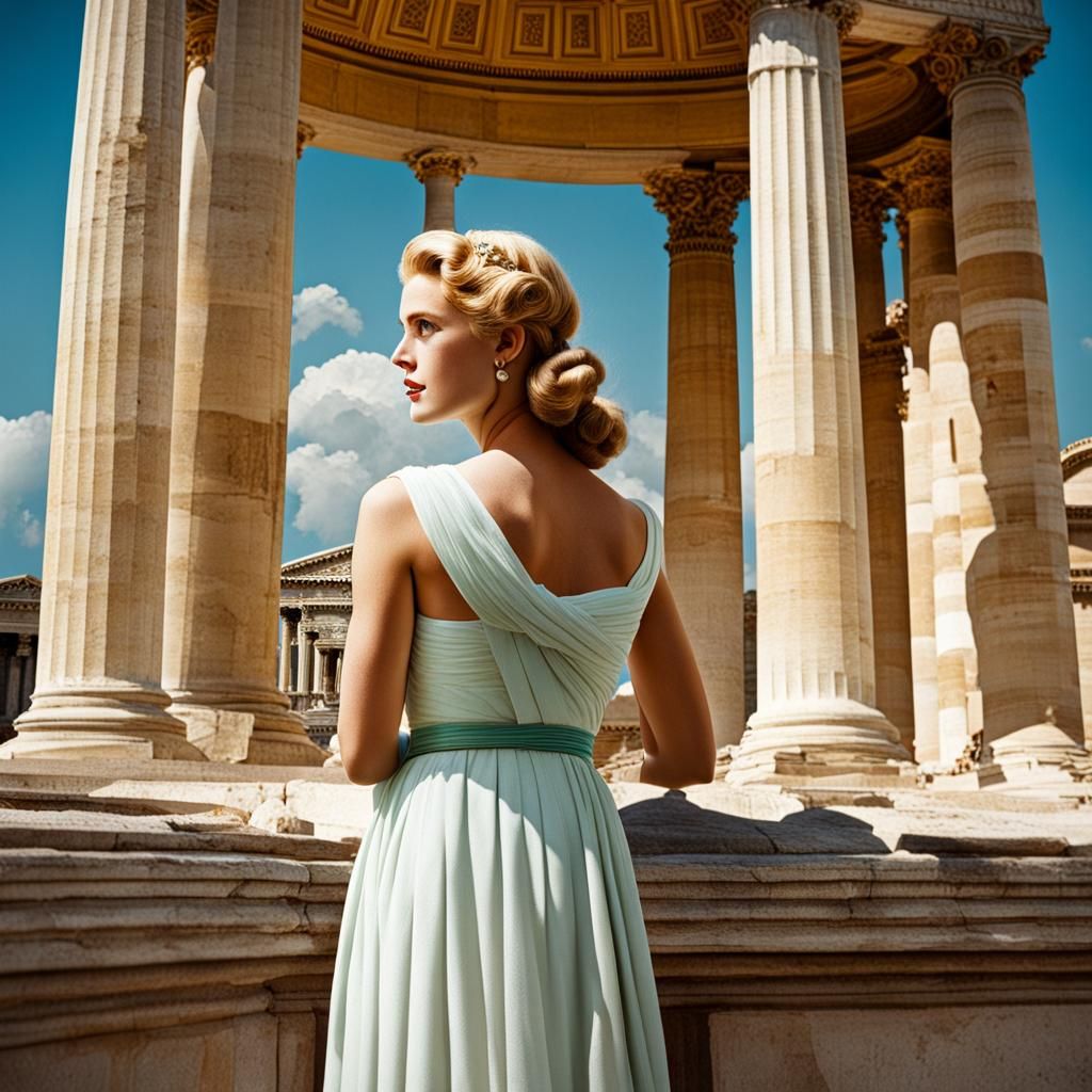 Grace Kelly as Greek Goddess Overlooking Pantheon