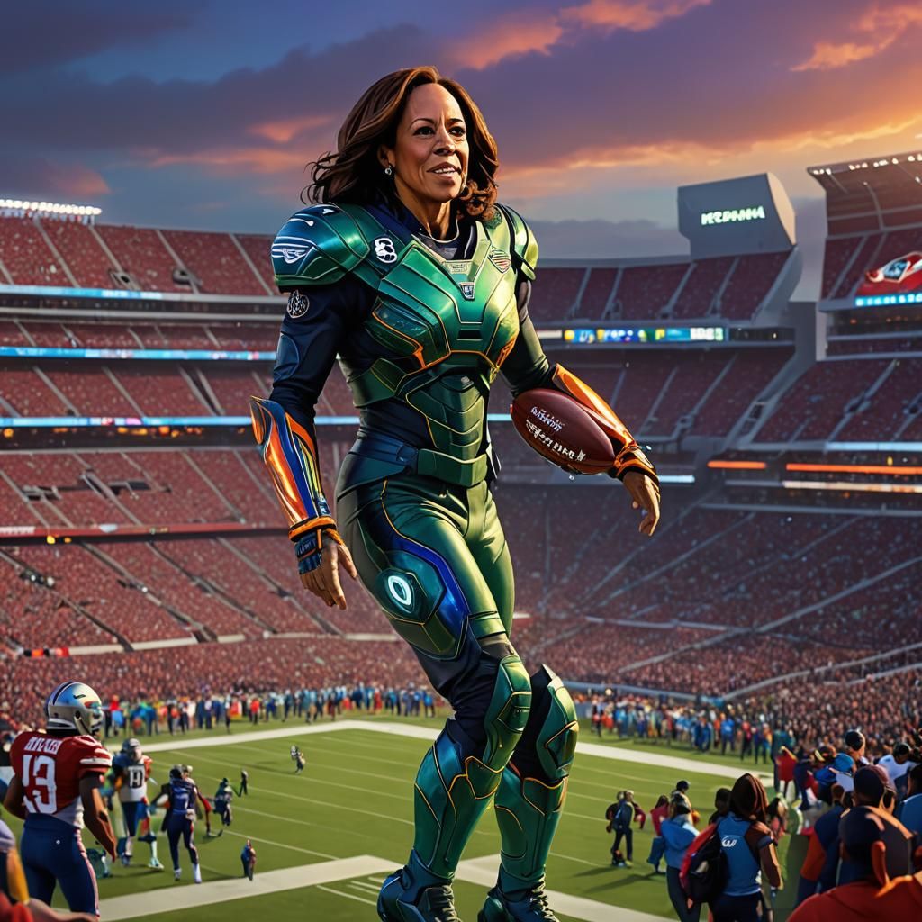 Kamala Harris Plays Football in Alien Stadium