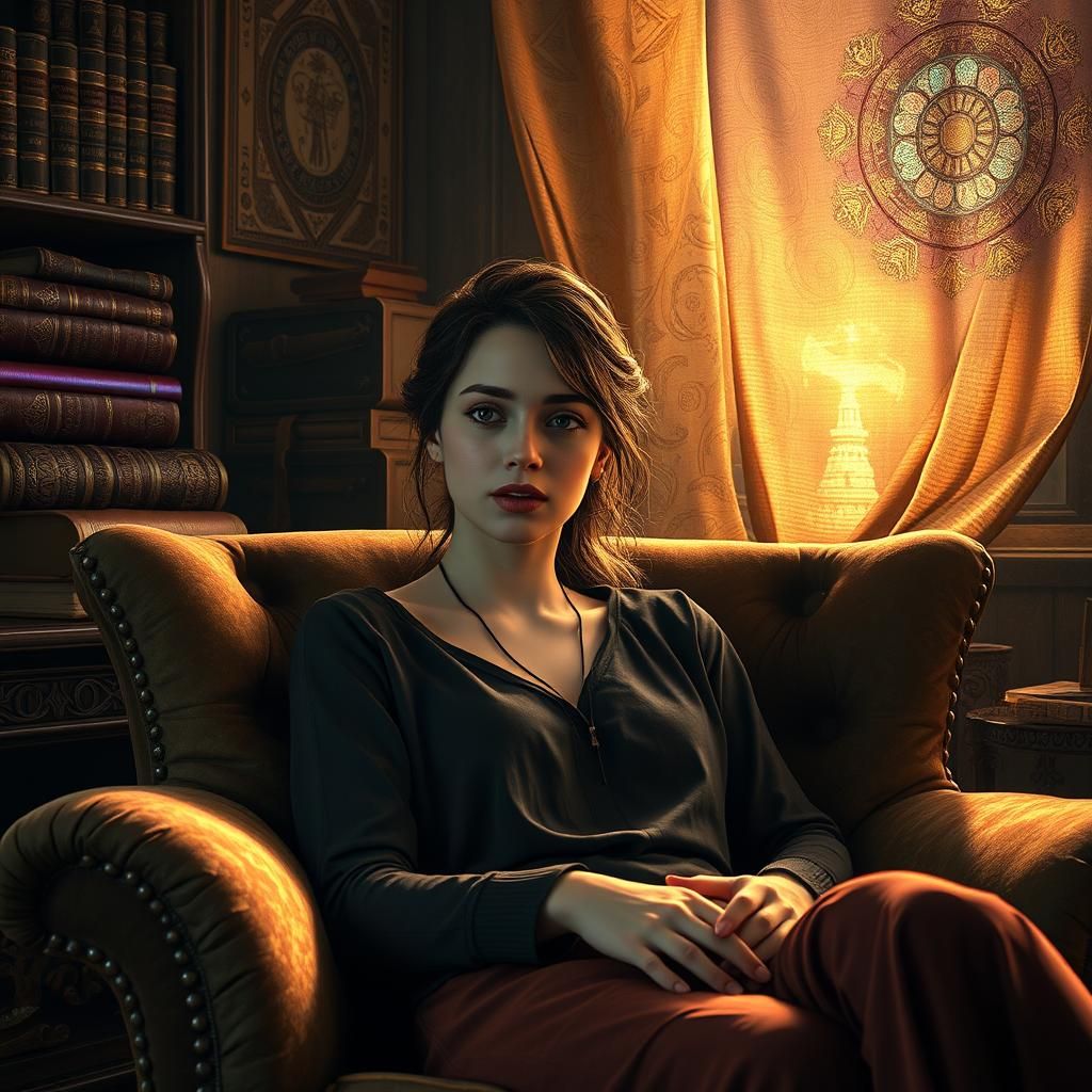 Therapeutic Journey: Woman in Mystical Office, Unreal Engine...