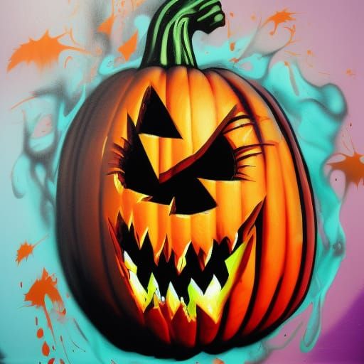 Colorful Graffiti Art of Pumpkin King Monster