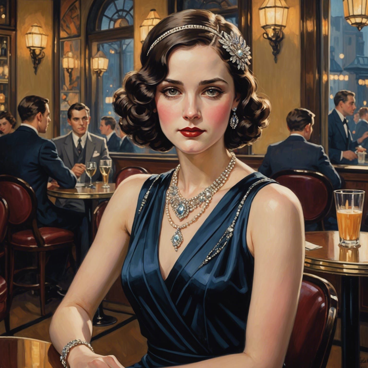 1920s Portrait of a Voluptuous Ingenue in Cafe