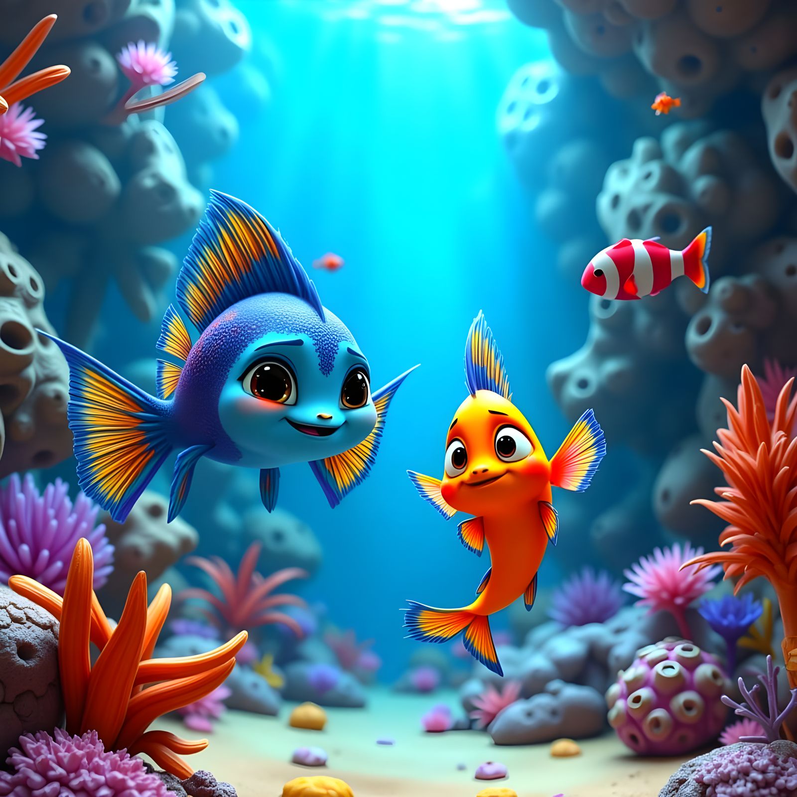 Cute Fish in Pixar-Inspired CGI Style