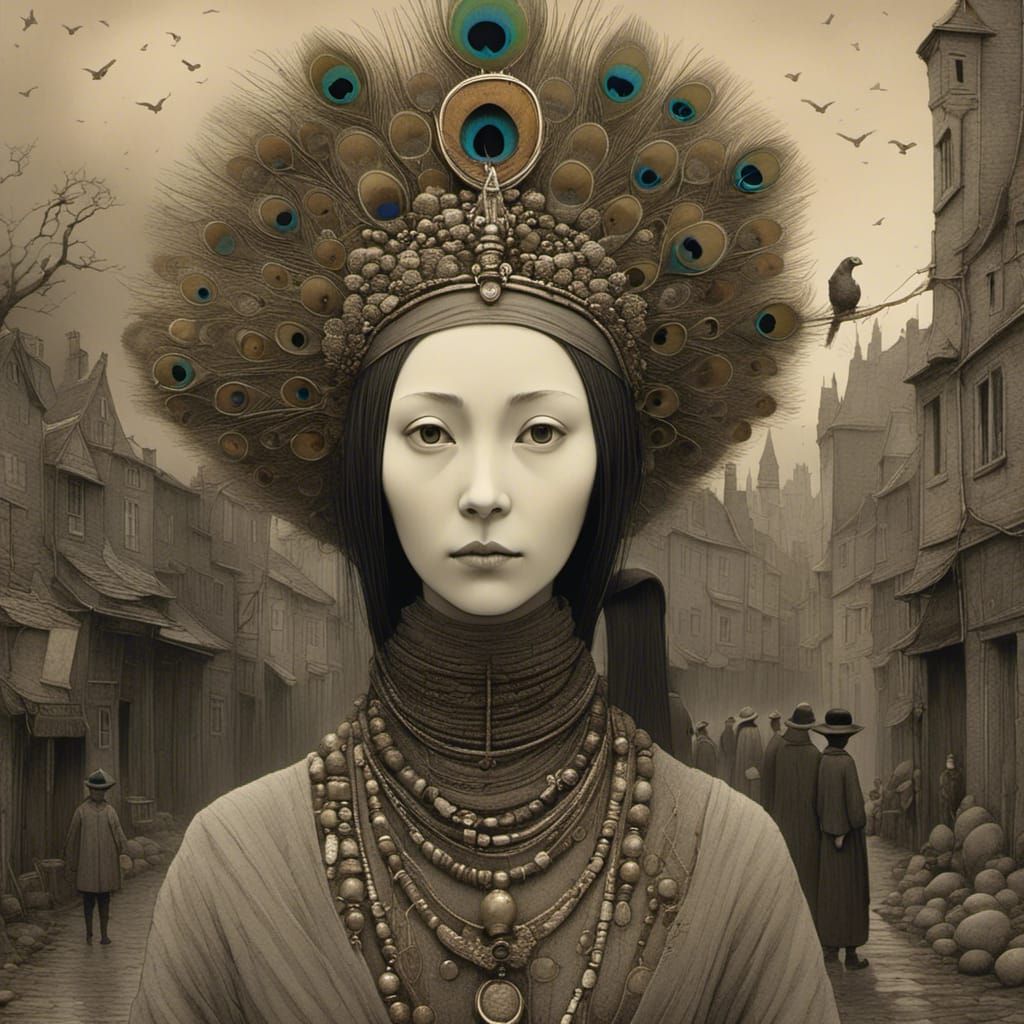 Filipina Woman in Weirdcore Digital Art