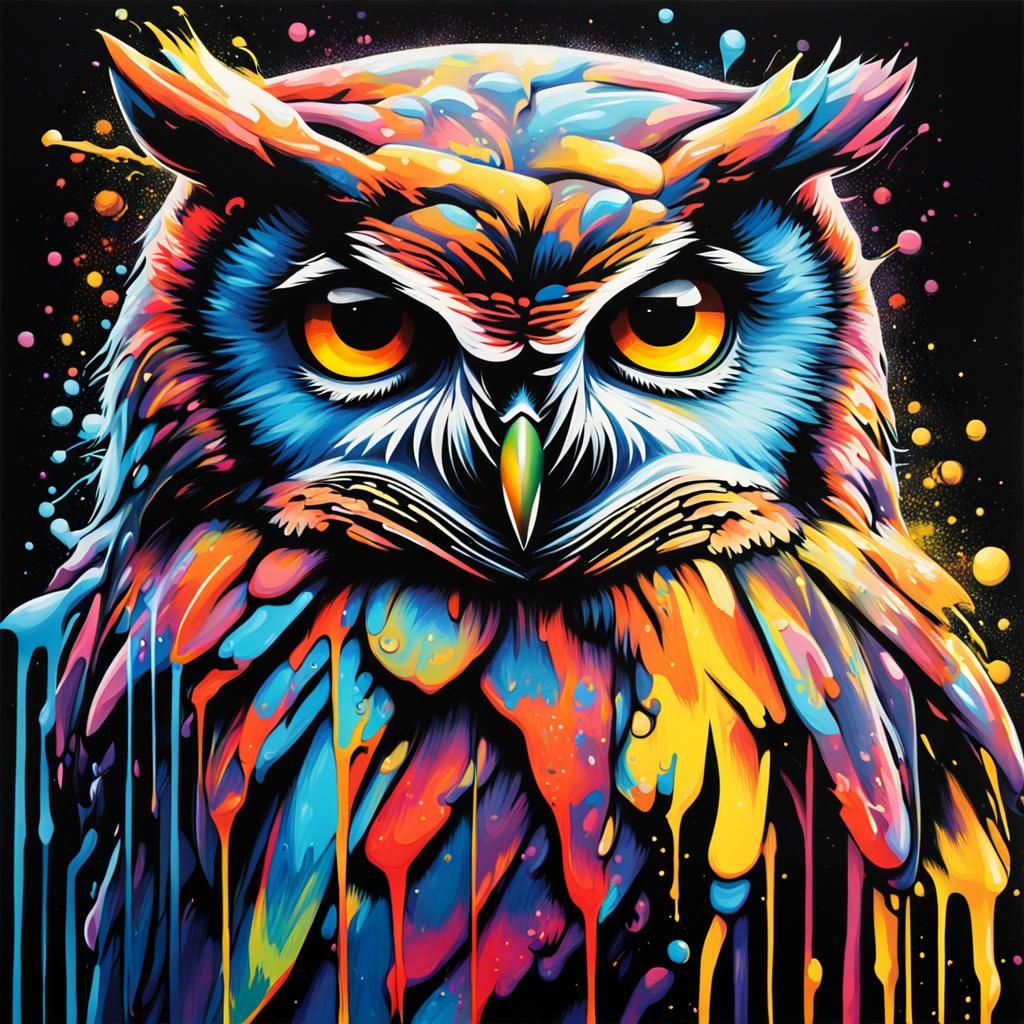 Colorful Graffiti Owl in Street Art Style