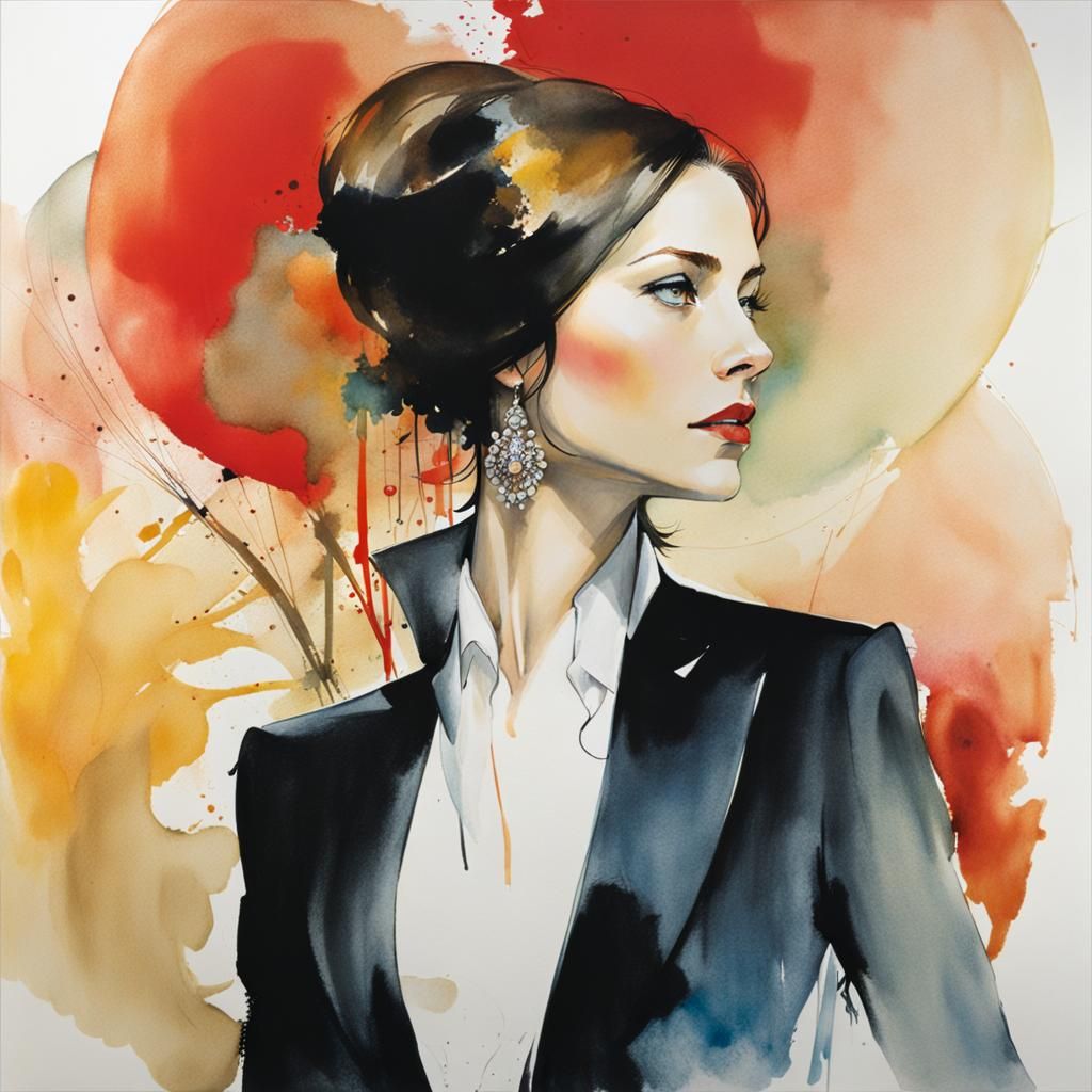 Striking Portrait in Mixed Illustration Style