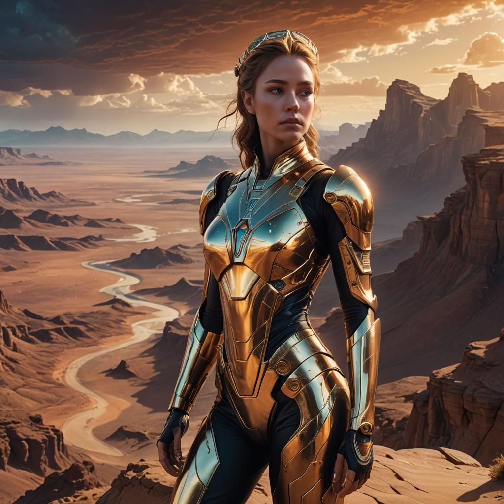 Princess in StillSuit Overlooking Desert Landscape