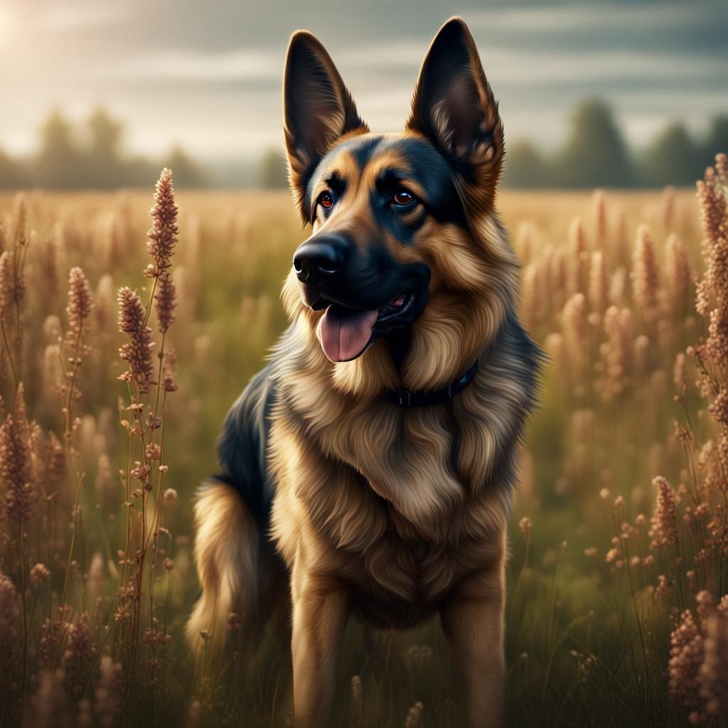 German Shepherd Dog in Detailed Fantasy Art