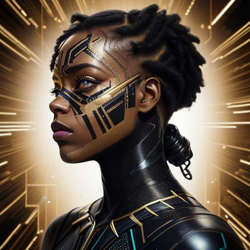 Golden Circuitry Repairs a Glitched Portrait