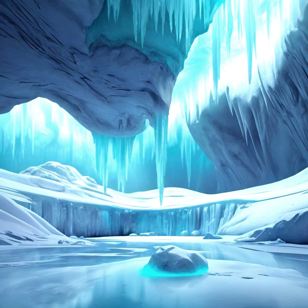 Alien Ice Cave with Rainbow Light