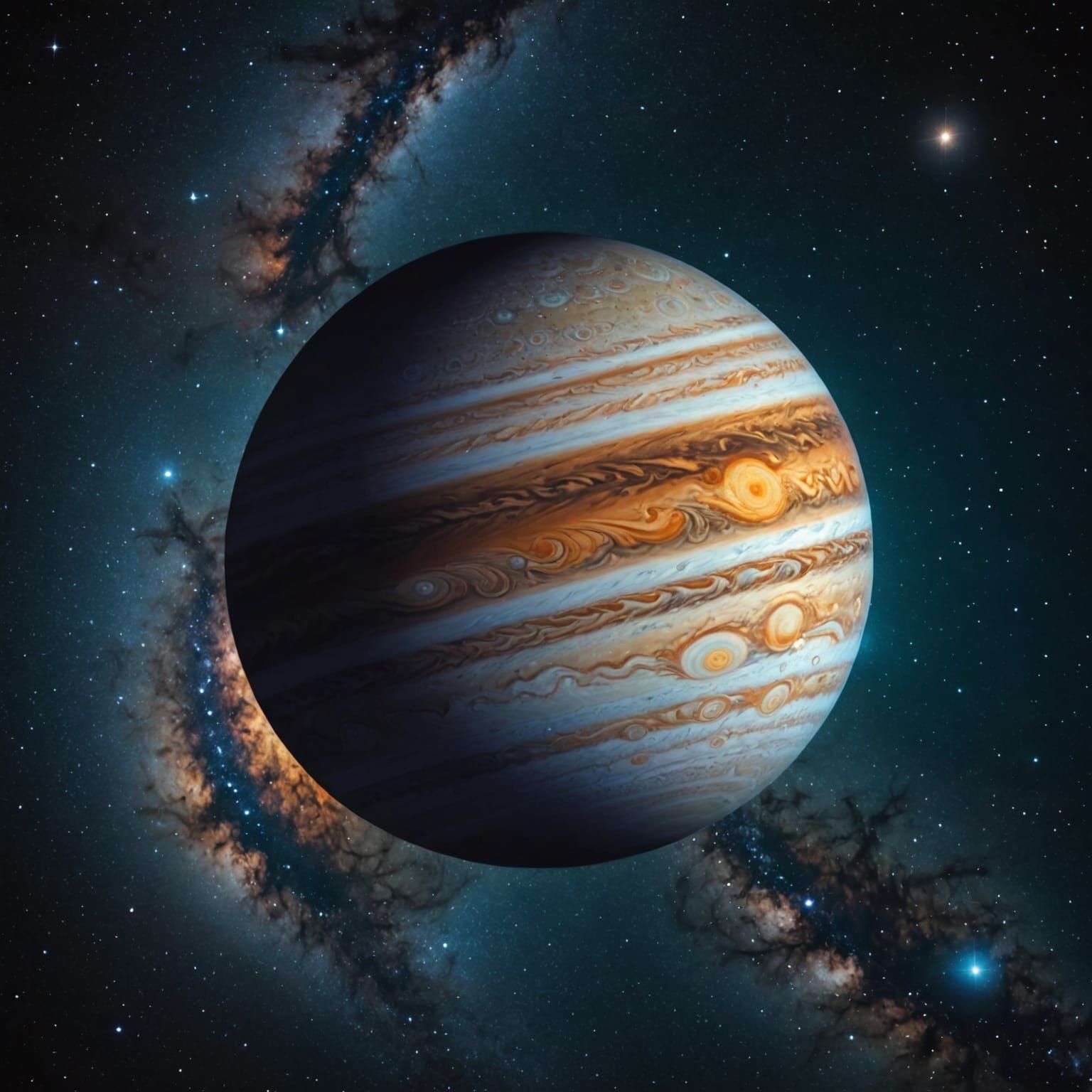 Jupiter Shines Bright in a Starry Milky Way Night Sky