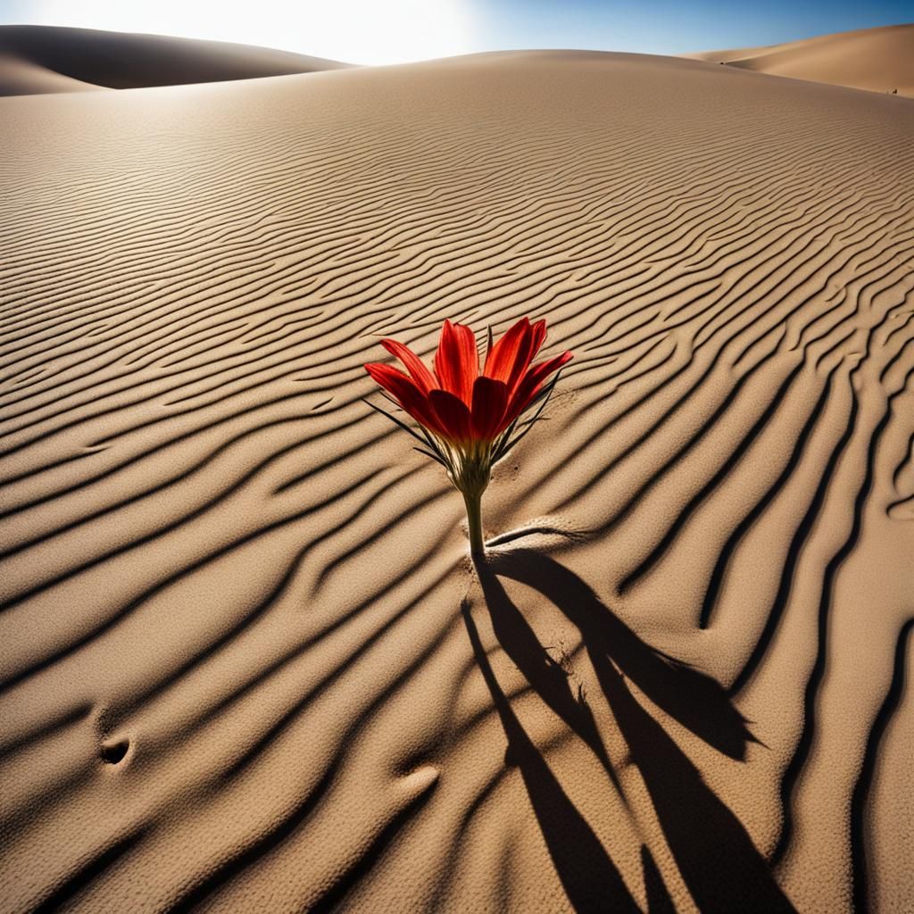 Lone Desert Flower Blooms in Arid Landscape