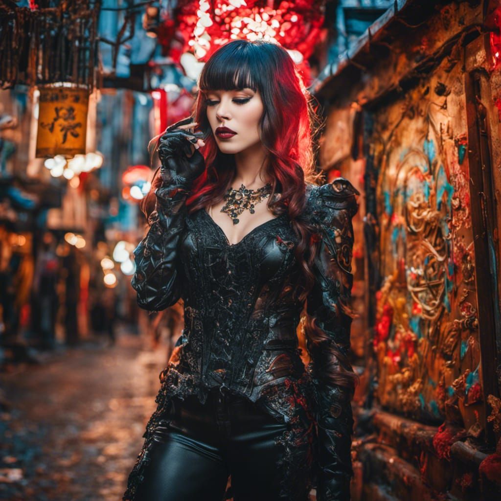 Female Vampire Portrait in Gothic Art Style