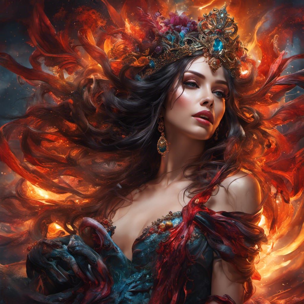 Gothic Vampire Queen with Fangs and Blood