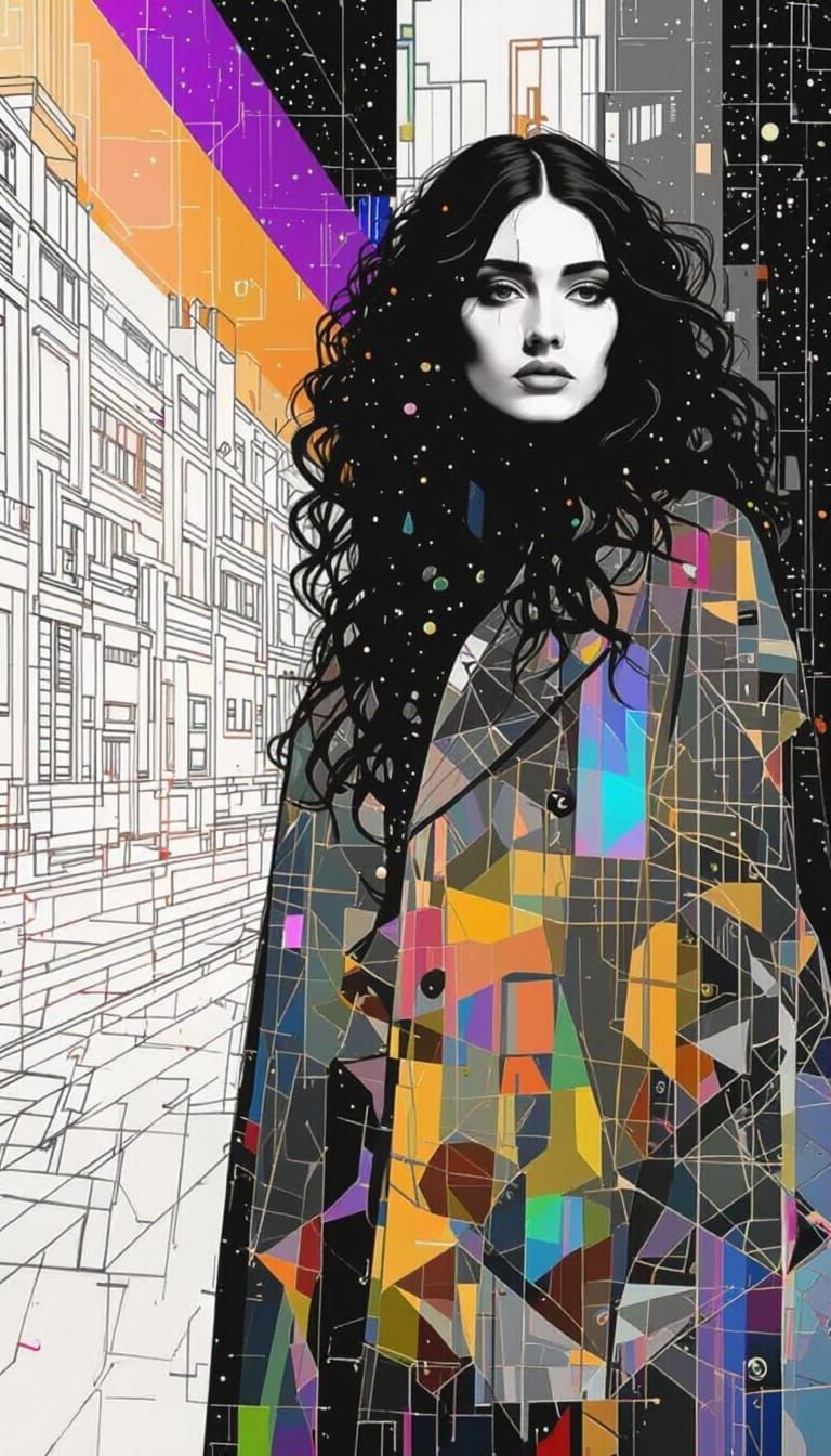 Bohemian Couple in Cyber Matrix German Expressionism Style