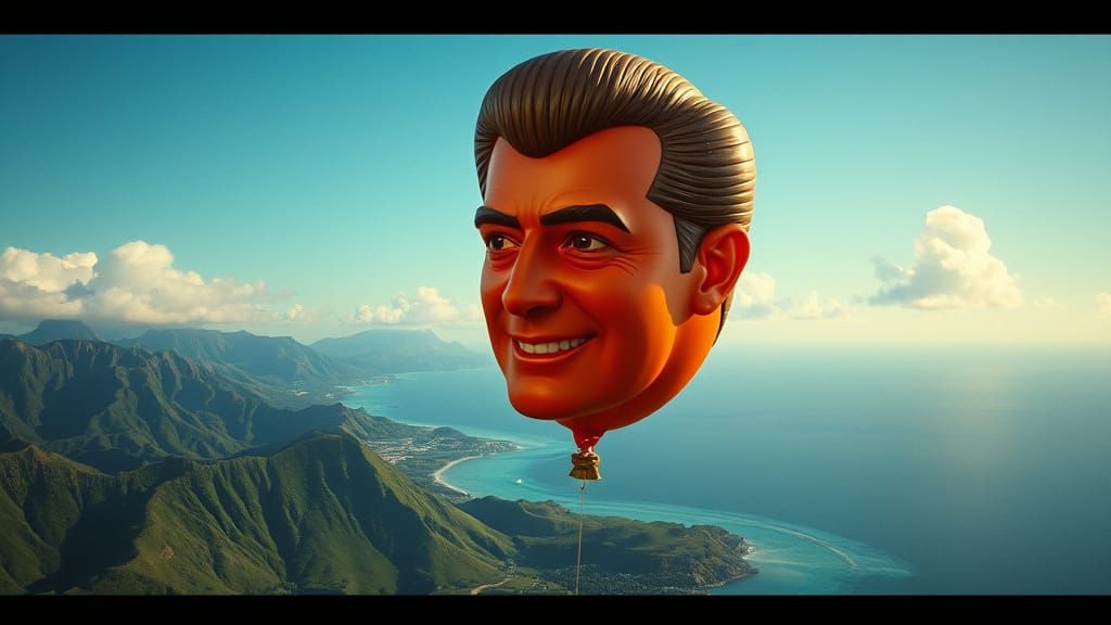 Giant Cary Grant Balloon Over Hawaiian Islands