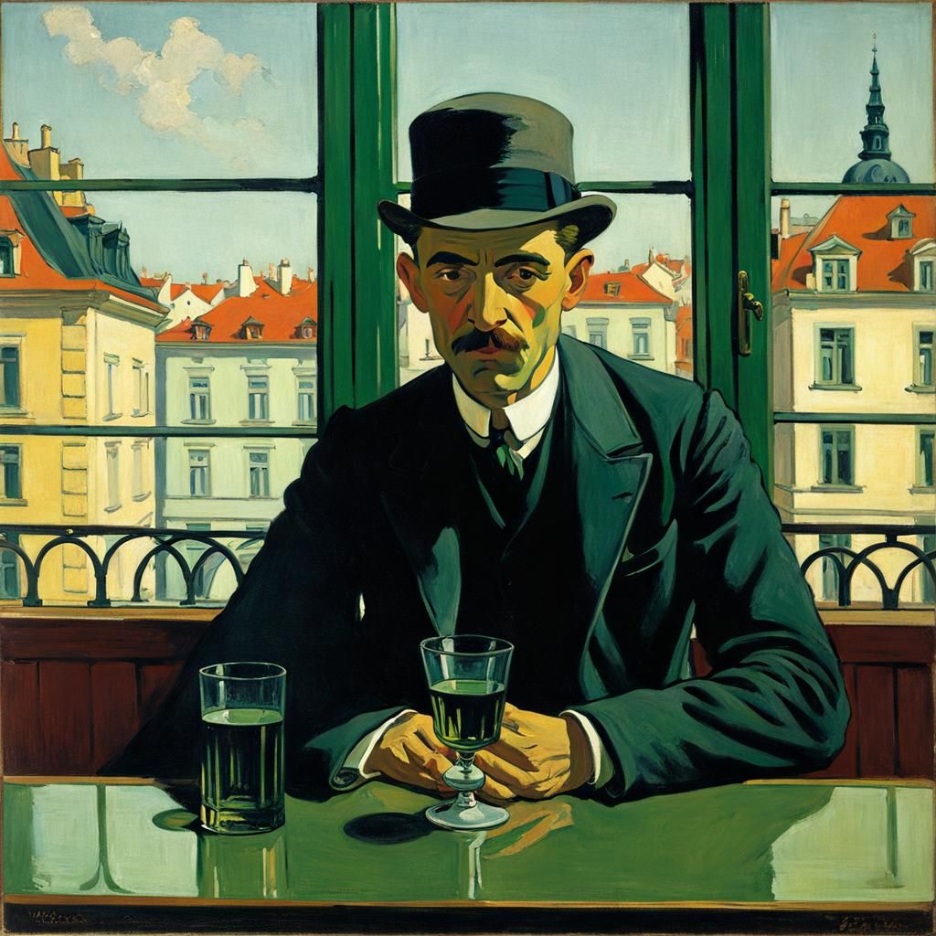 Absinthe Drinker: Vintage Academic Art in Prague