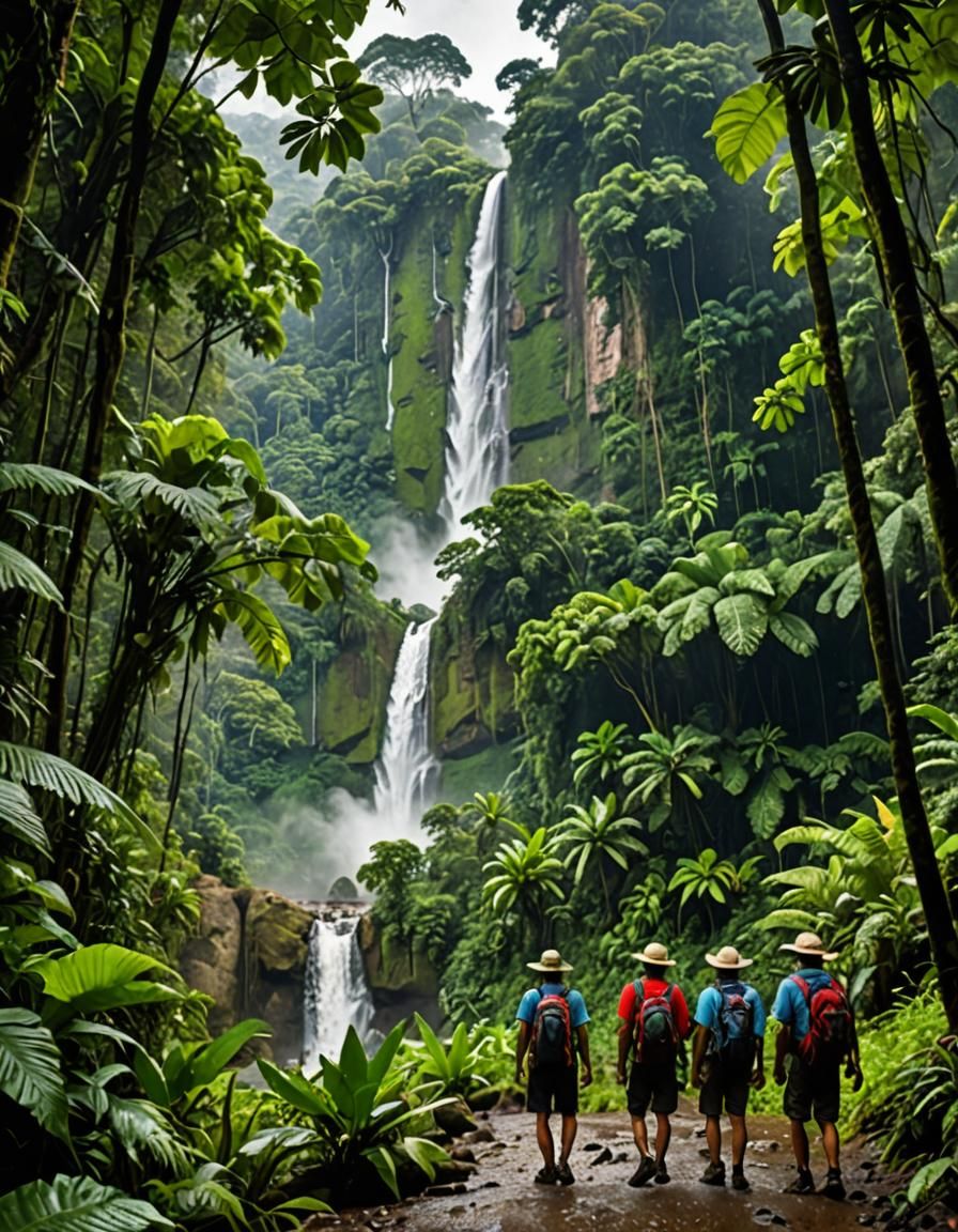 Amazon Rainforest: Verdant Scene with Trekkers