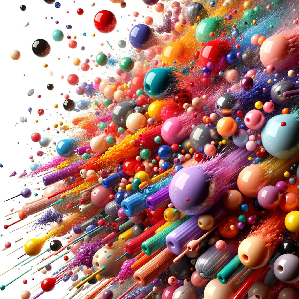 Colorful Beads Blasted in Multiple Directions