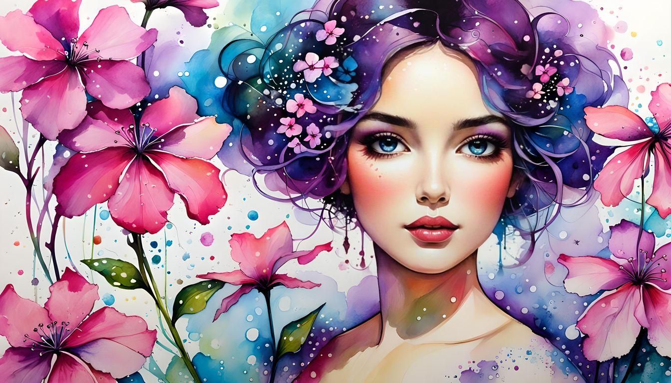 Whimsical Phlox Flowers Illustration in Surreal Style