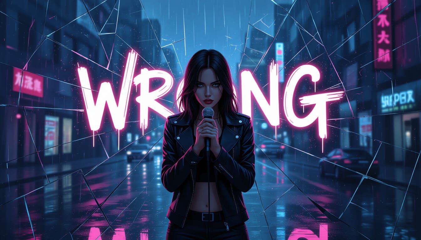 Heartbreak Song Cover in Neon-Lit Futuristic Style