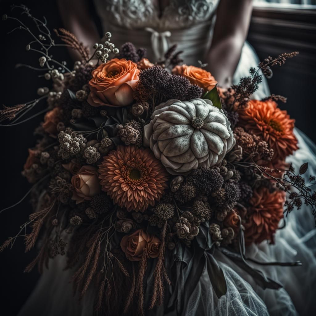 Hyperrealistic Witch Bride's Wedding Bouquet