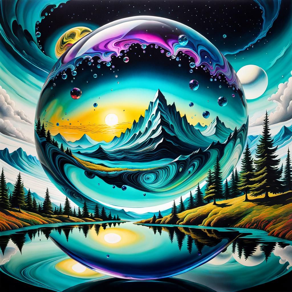 Surreal Cyber Matrix with Crystal Spheres