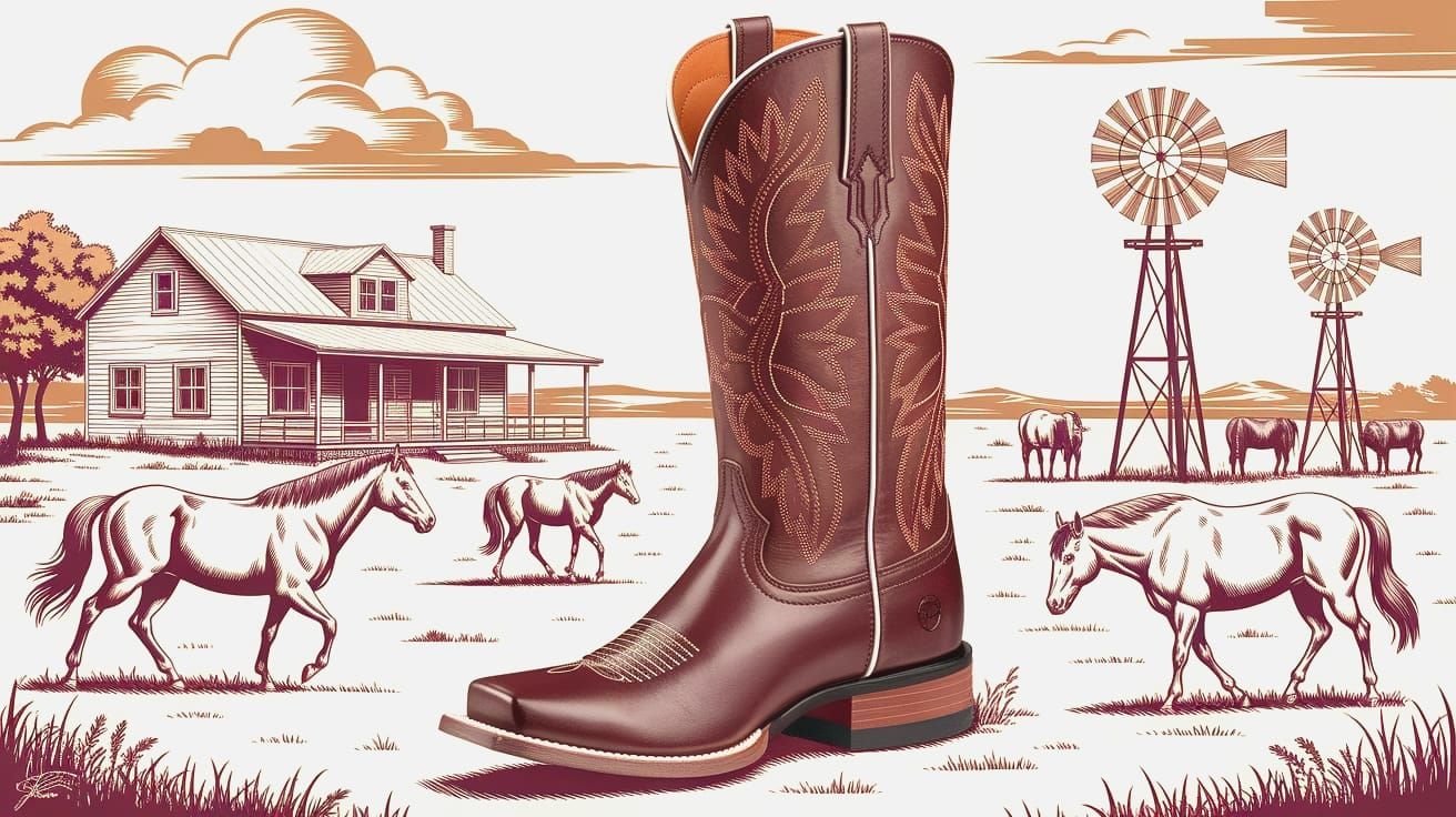 Handcrafted Leather Cowboy Boots Etched with Western Scenes