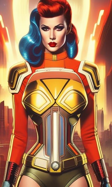 Retro Sci-Fi Pinup Girl in Spacesuit